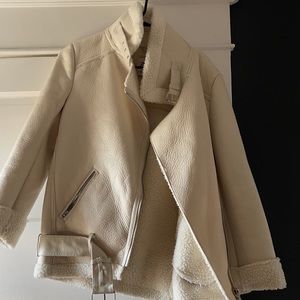 Women’s Zara faux leather and shearling jacket xs excellent condition